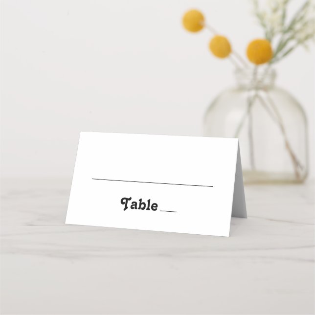 Minimalist Wedding | Simple Clean Black and White  Place Card (Front)