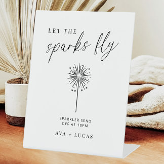 Minimalist Wedding Sparkler Send Off Pedestal Sign