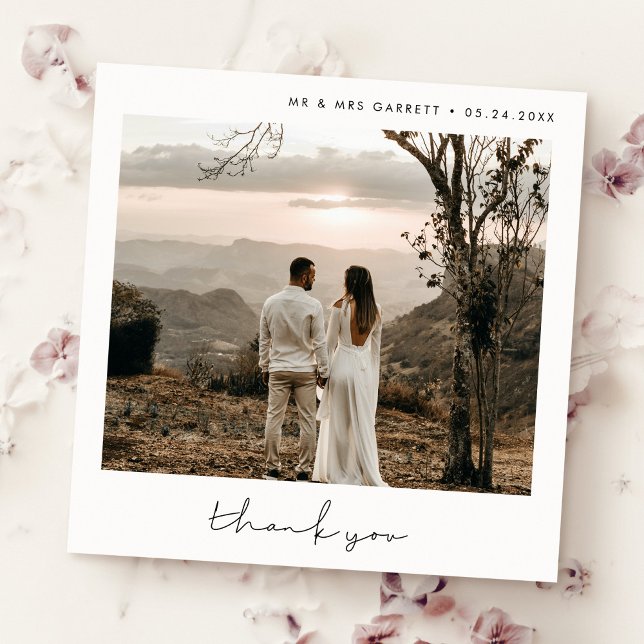 Minimalist wedding square Thank You card (Creator Uploaded)