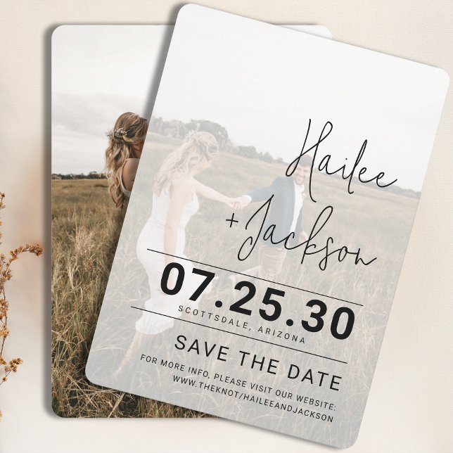 Minimalist Wedding Stationary With Photo Overlay Save The Date (Creator Uploaded)
