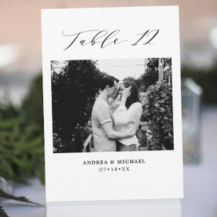 Minimalist Wedding Table 12 Number & Pictures Card