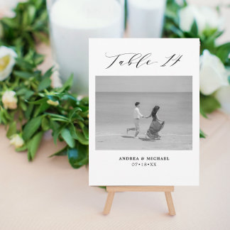 Minimalist Wedding Table 14 Number & Pictures Card
