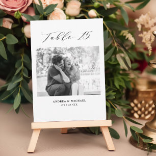 Minimalist Wedding Table 15 Number & Pictures Card