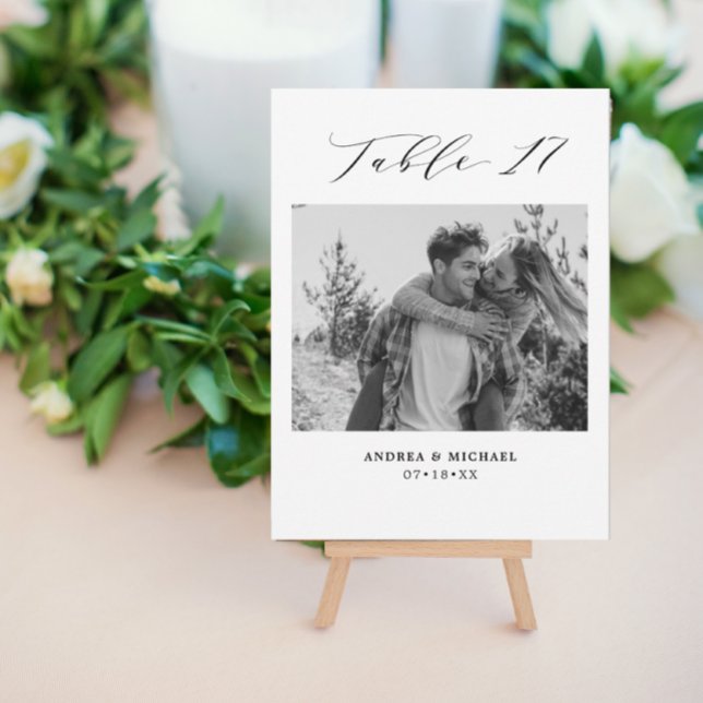 Minimalist Wedding Table 17 Number & Pictures Card (Creator Uploaded)