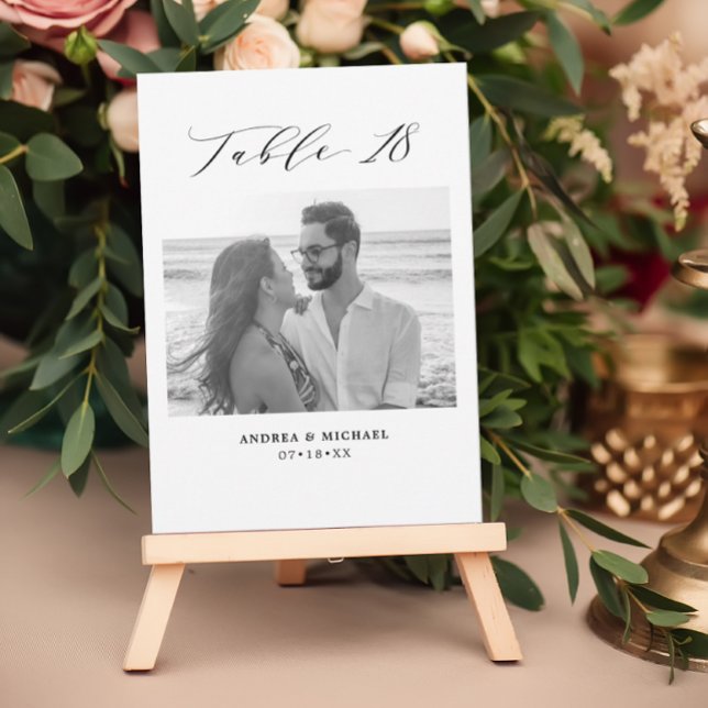 Minimalist Wedding Table 18 Number & Pictures Card (Creator Uploaded)