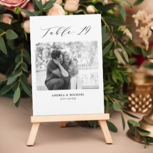 Minimalist Wedding Table 19 Number & Pictures Card