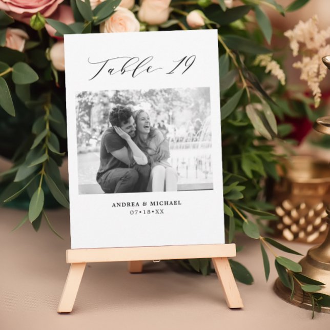 Minimalist Wedding Table 19 Number & Pictures Card (Creator Uploaded)
