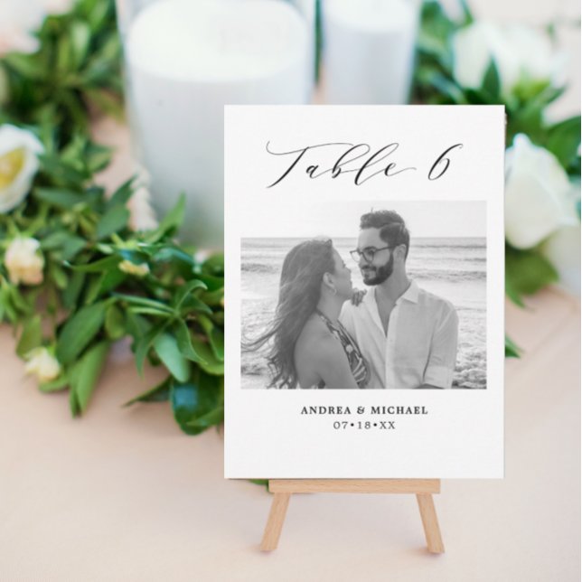 Minimalist Wedding Table 6 Number & Pictures Card (Creator Uploaded)