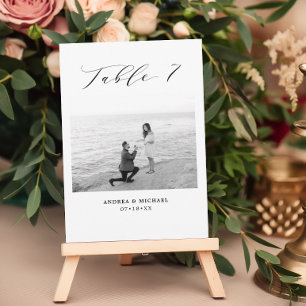 Minimalist Wedding Table 7 Number & Pictures Card