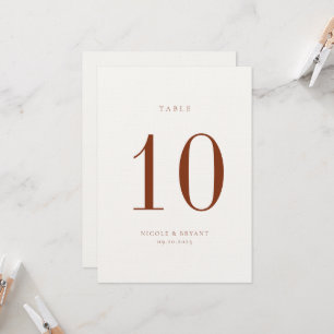 Minimalist Wedding Table Number Card
