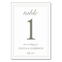 Minimalist Wedding Table Number Card – Sage Green