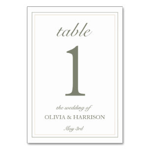 Minimalist Wedding Table Number Card – Sage Green