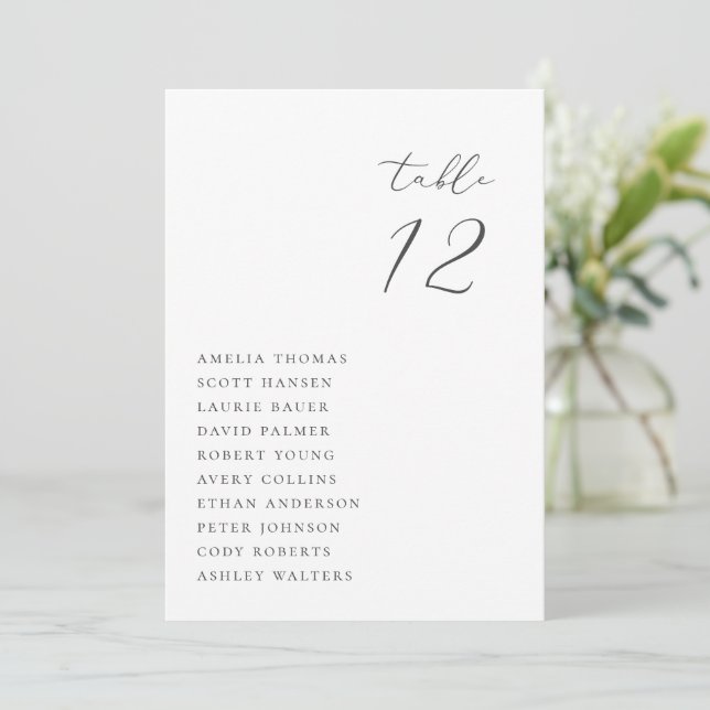 Minimalist Wedding Table Seating Card (Standing Front)