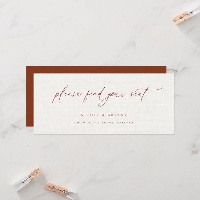 Minimalist Wedding Table Seating Card Header (Front/Back In Situ)