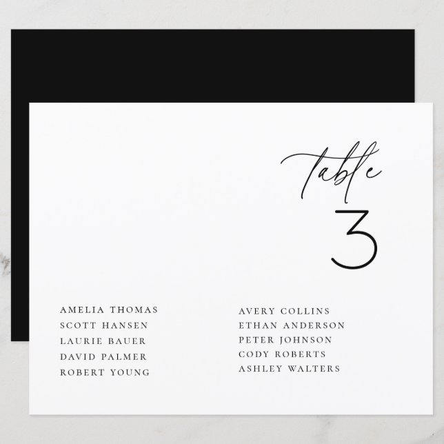 Minimalist Wedding Table Seating Print (Front/Back)