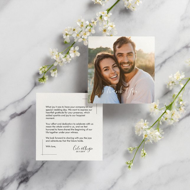 Minimalist Wedding Thank You Cards with Photo (Minimalist Wedding Thank You Cards with Photo)