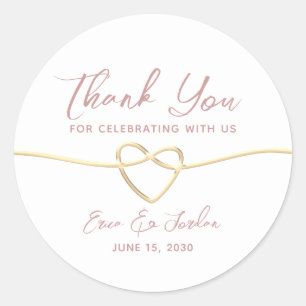 Minimalist Wedding Thank You Classic Round Sticker