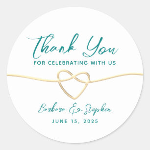 Minimalist Wedding Thank You Classic Round Sticker