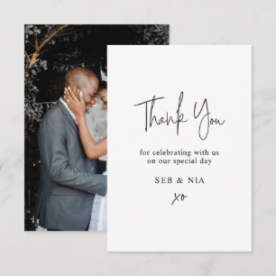 Minimalist Wedding Thank You Custom Photo Script Card