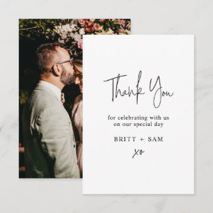 Minimalist Wedding Thank You Custom Photo Script Card