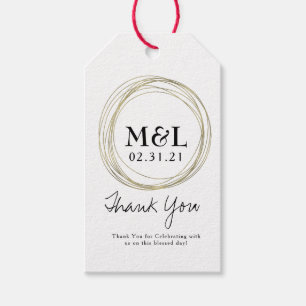 Minimalist Wedding Thank You Faux Gold Rings Logo Gift Tags
