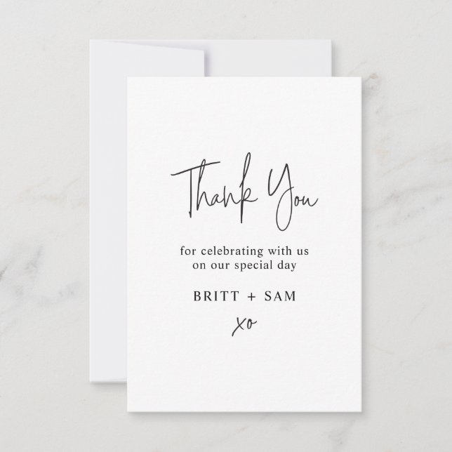 Minimalist Wedding Thank You Handwritten Script (Front)