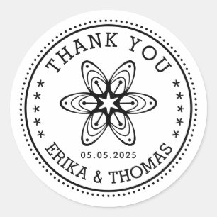 Minimalist Wedding Thank You Mason Jar Flower Classic Round Sticker