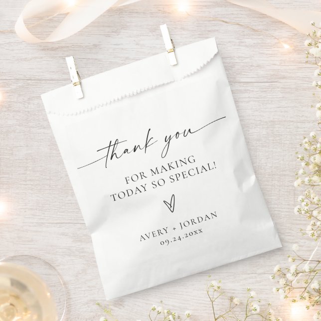 Minimalist Wedding Thank You | Modern Script Favour Bag (Clipped)