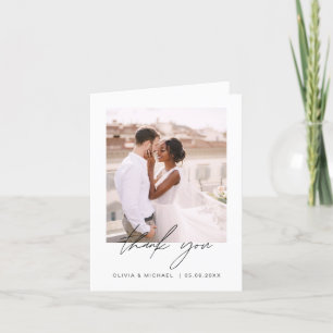 Minimalist Wedding Thank You Photo Simple Card