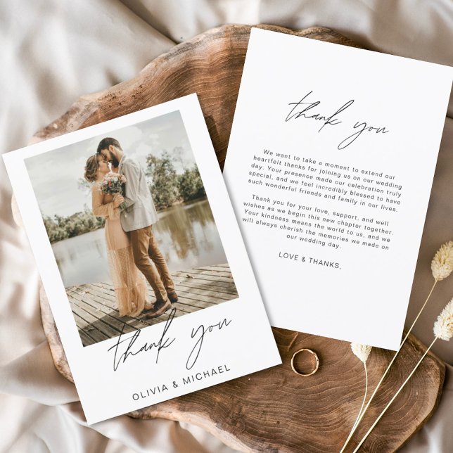 Minimalist Wedding Thank You Photo Simple Card (Creator Uploaded)