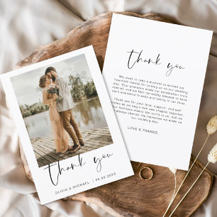 Minimalist Wedding Thank You Photo Simple Card