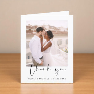 Minimalist Wedding Thank You Photo Simple Card