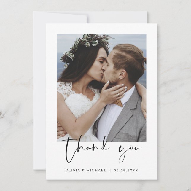 Minimalist Wedding Thank You Photo Thank You Invitation (Front)