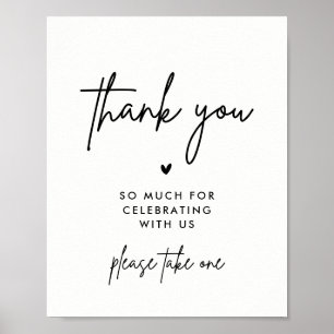 Minimalist Wedding Thank You Please Take One Sign
