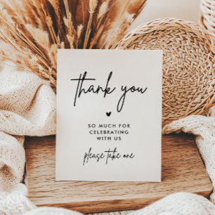 Minimalist Wedding Thank You Please Take One Table Pedestal Sign