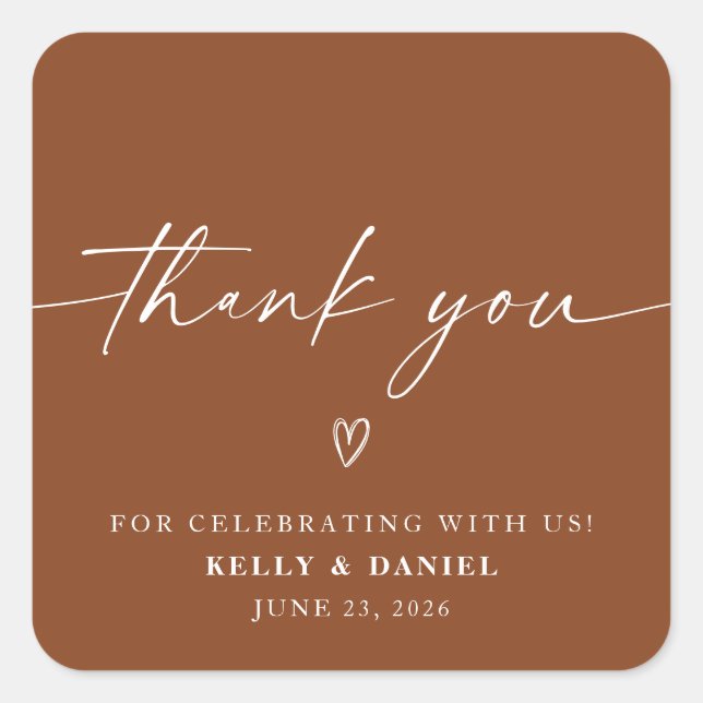 Minimalist Wedding Thank You Square Sticker (Front)