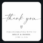 Minimalist Wedding Thank You Square Sticker<br><div class="desc">These wedding favour stickers are the perfect addition to your wedding,  shower,  rehearsal dinner,  and more!</div>