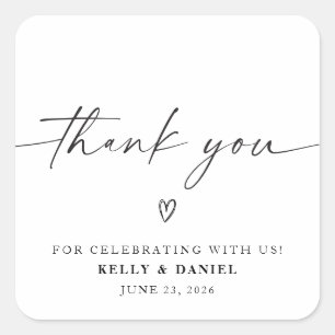 Minimalist Wedding Thank You Square Sticker