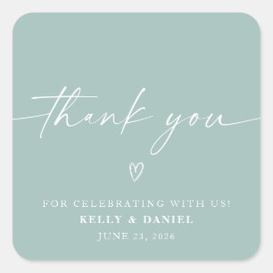 Minimalist Wedding Thank You Square Sticker