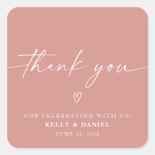 Minimalist Wedding Thank You Square Sticker