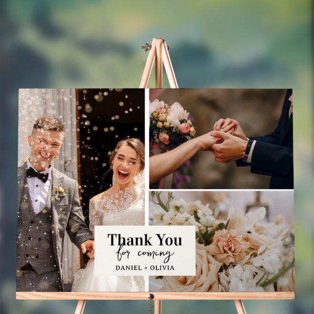 Minimalist Wedding Thank You with Photo Acrylic Sign (Neutral)