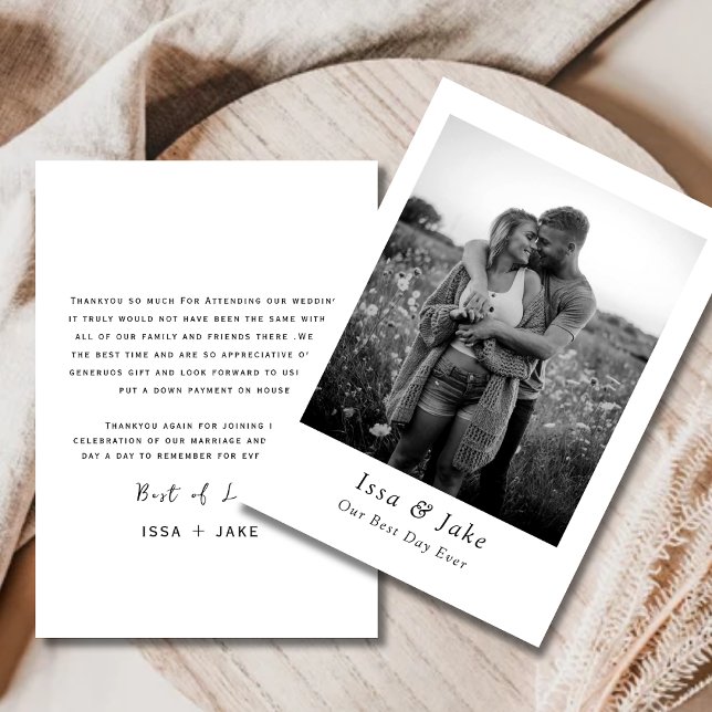 Minimalist wedding thankyou card with Photo (Creator Uploaded)