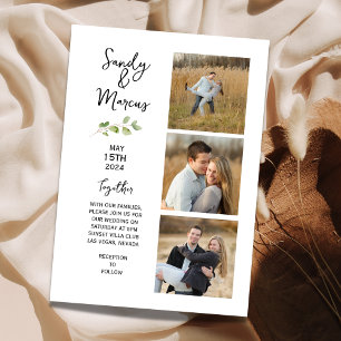 Minimalist Wedding Three Photo Announcement