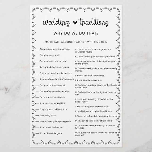 Minimalist wedding traditions bride shower game fl flyer (Front)