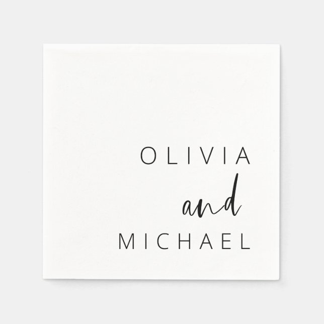 Minimalist Wedding Typography Elegant Napkin (Front)
