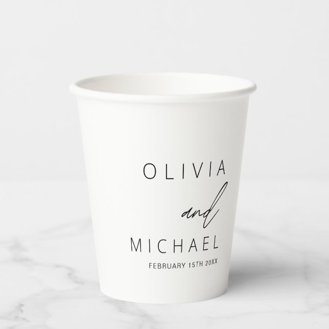 Minimalist Wedding Typography Elegant Paper Cups (Front)