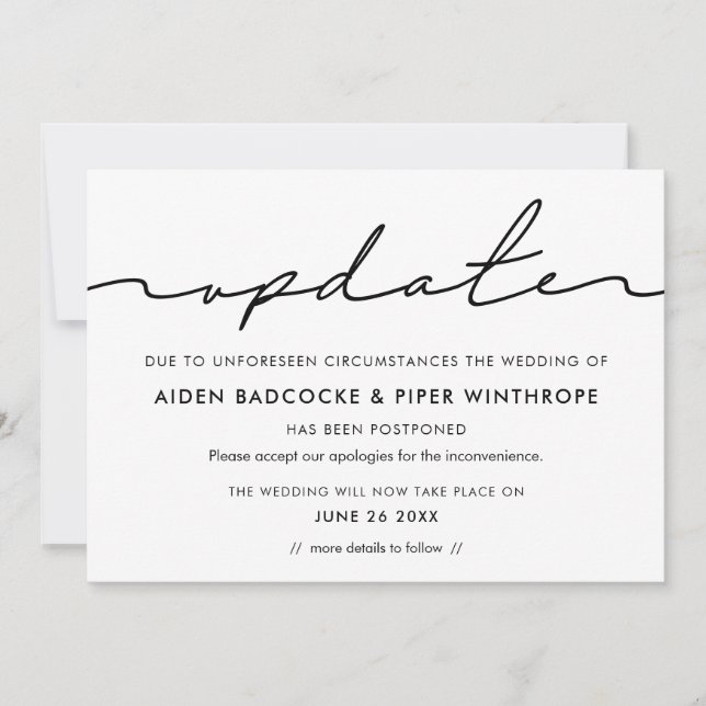 Minimalist Wedding update announcement (Front)