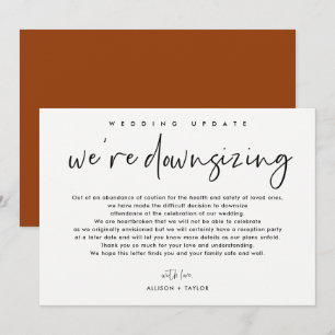 Minimalist Wedding Update Downsize Announcement