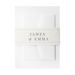 Minimalist Wedding Warm White Invitation Belly Band