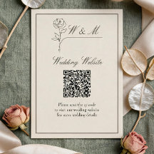 Minimalist Wedding Website QR Code Enclosure Card 